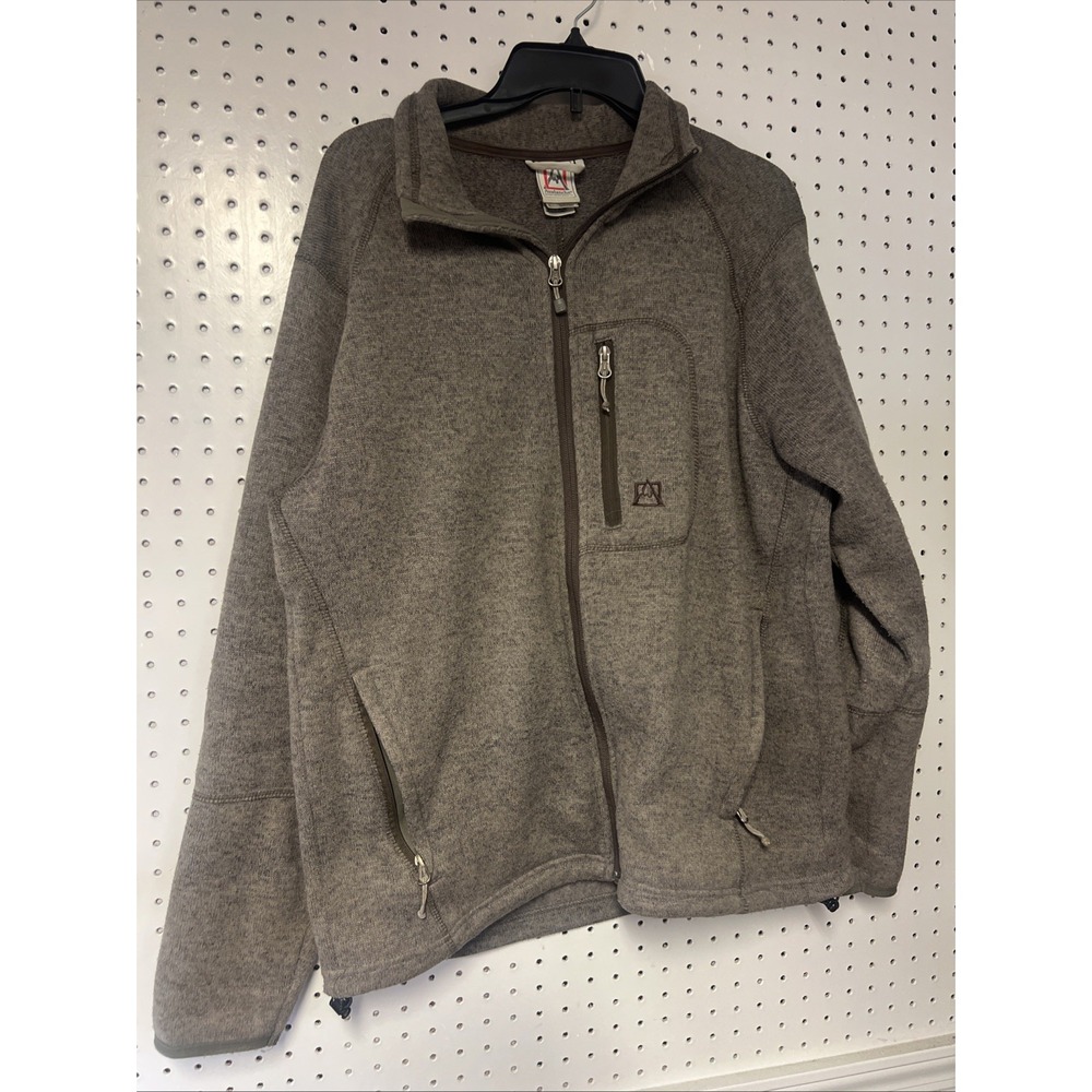 Avalanche Full Zip Up Polyester Sweater‎ Knit Jacket Gray outerwear Men's Large